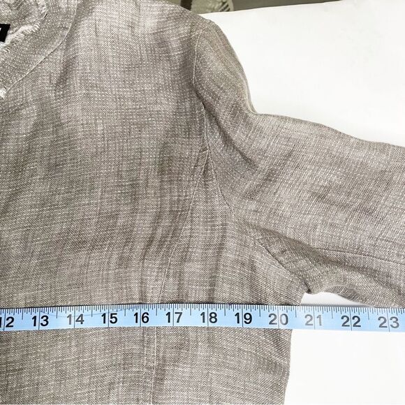 Eileen Fisher Irish Linen Single Button Double Front Pocket Jacket L light grey - Picture 6 of 8